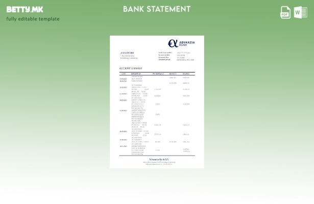модерен стил Шаблон за збор за извод од банка во Луксембург Advanzia